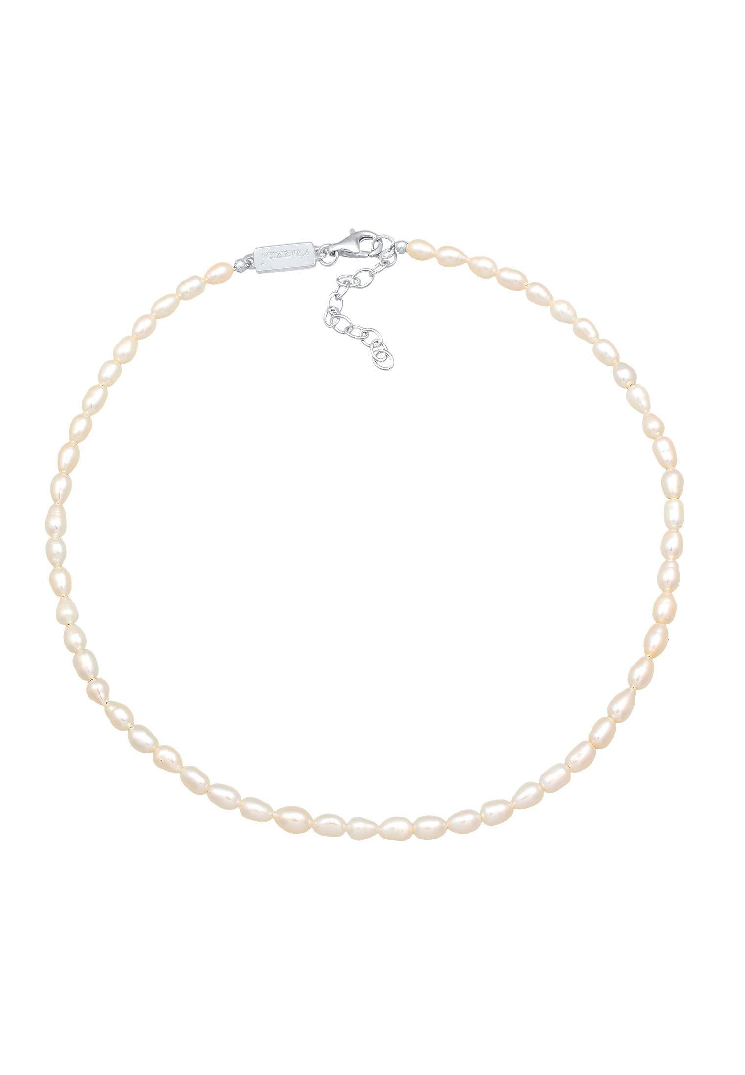 Image of Halskette Süßwasser-zuchtperle Oval 925 Silber Unisex Silber 42cm