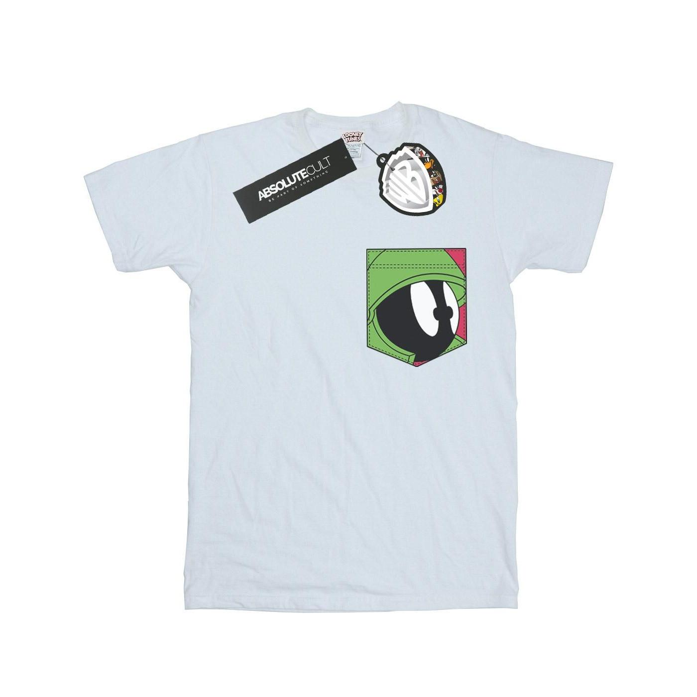 Image of Marvin The Martian Face Faux Pocket Tshirt Damen Weiss XL