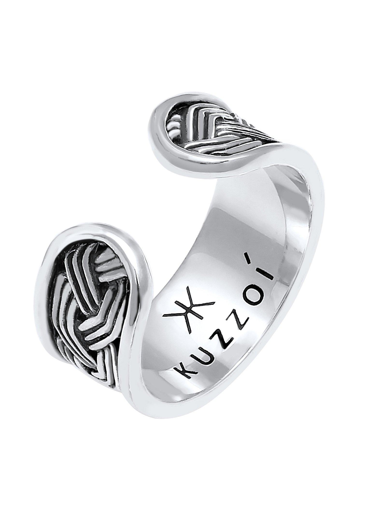 Kuzzoi  Bague Herren Bandring Ornament Design Offen 925 Silber 