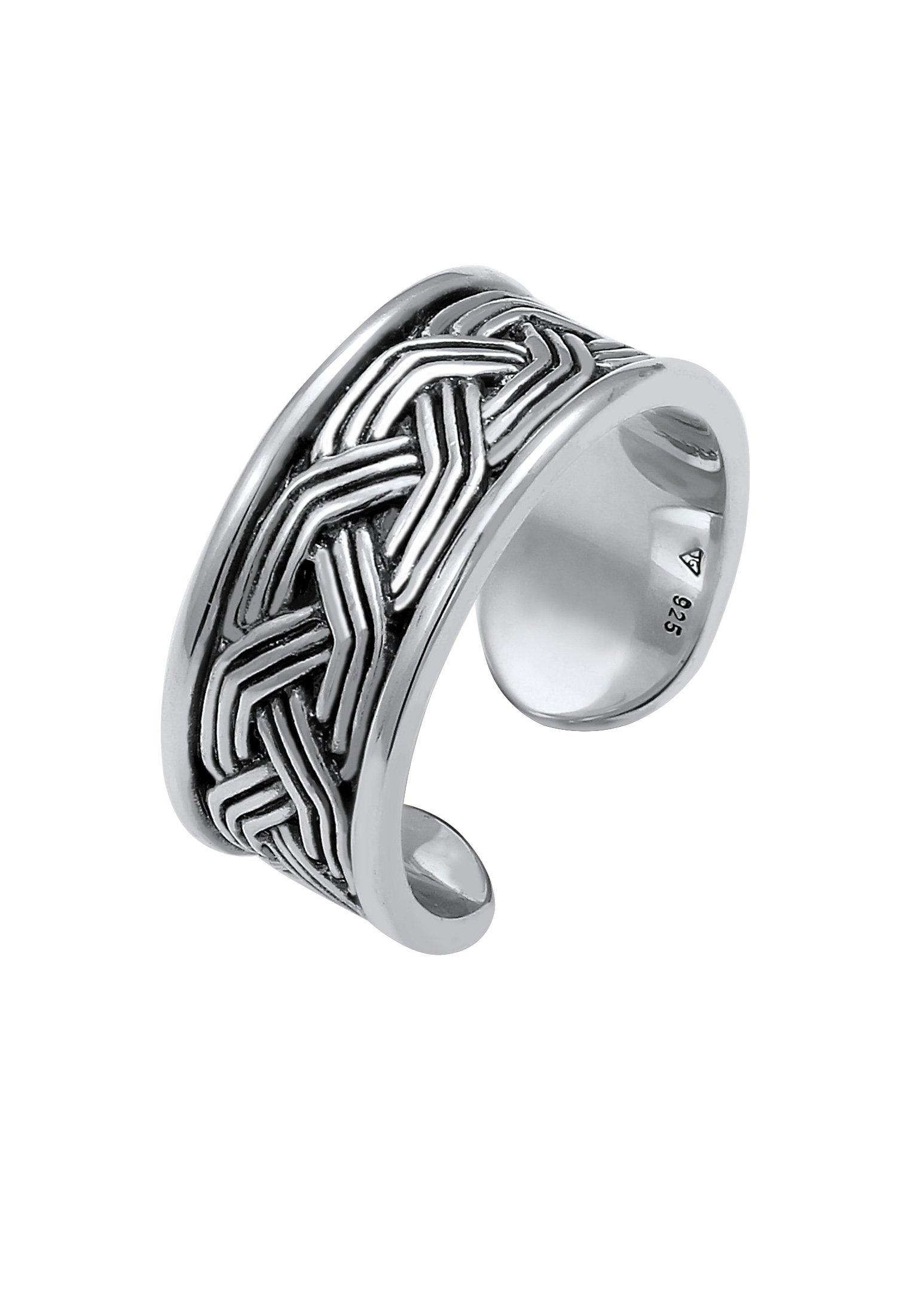 Kuzzoi  Bague Herren Bandring Ornament Design Offen 925 Silber 