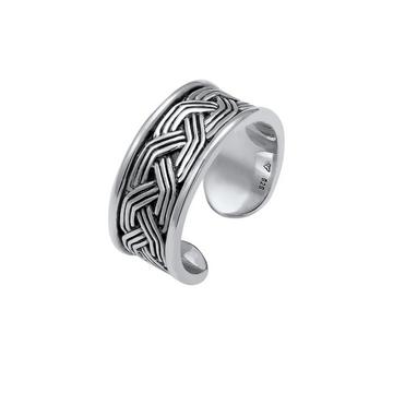 Bague Herren Bandring Ornament Design Offen 925 Silber