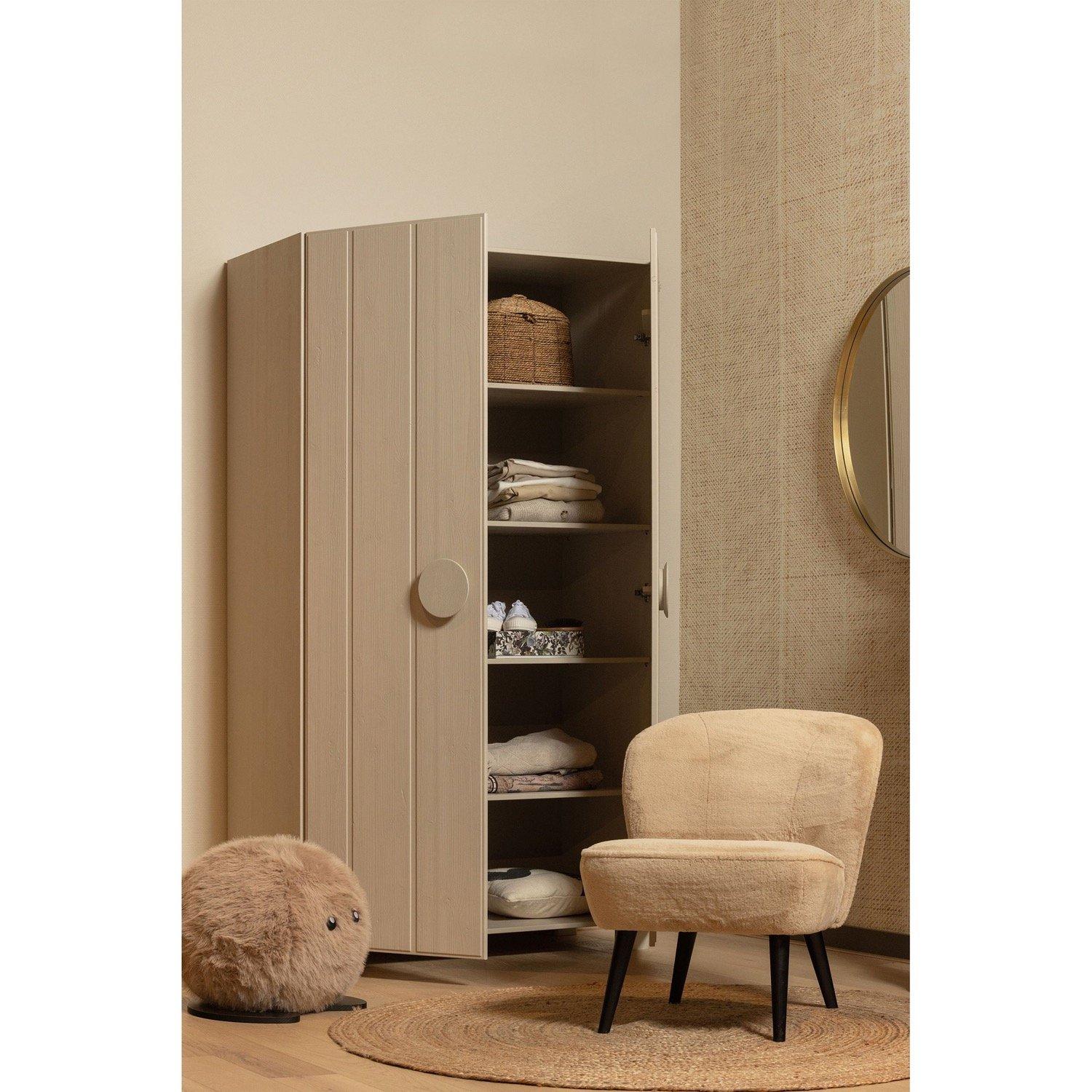 mutoni Armoire Noah pin brossé poussière 200x110  