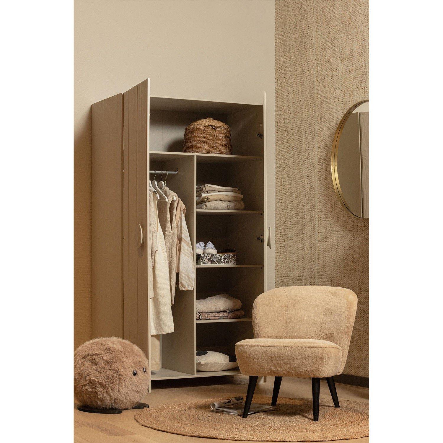 mutoni Armoire Noah pin brossé poussière 200x110  