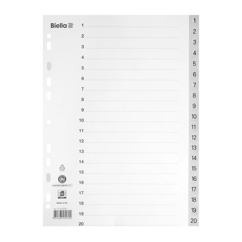 Image of Pp Register, Teilung 1-20 - X 25 Unisex Grau A4