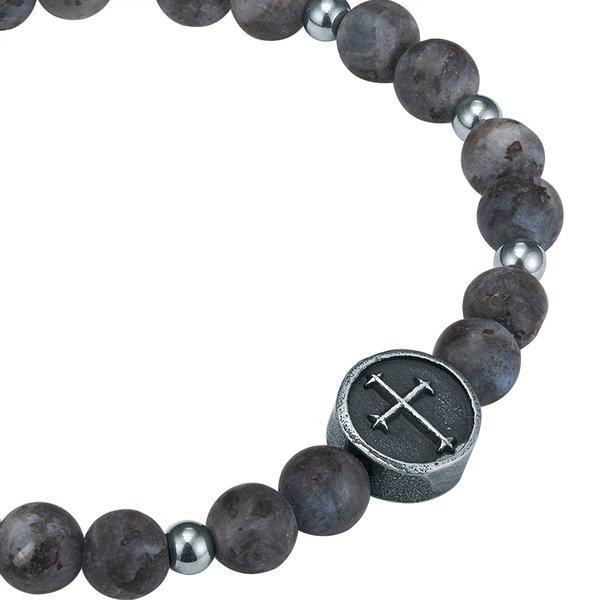 True Rebels  Homme Bracelet en pierres précieuses Croix 