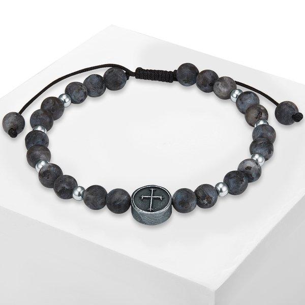True Rebels  Homme Bracelet en pierres précieuses Croix 