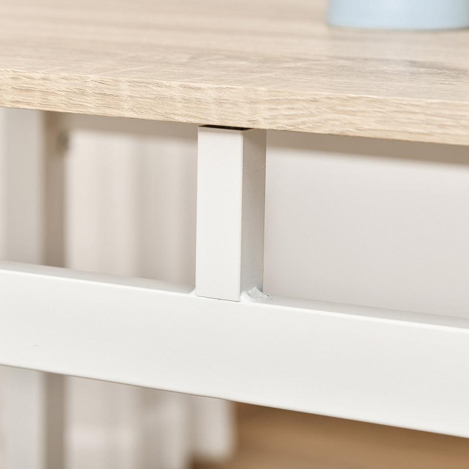 Northio  Essgruppe 5-Teilig Esstisch Set Mit Holzmaserung Mdf + Metall, Grau + Weiß, 1 Tisch + 4 Stühle 