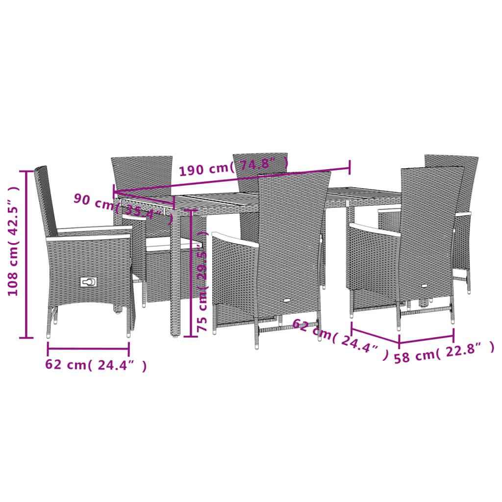 VidaXL Ensemble de salle à manger de jardin rotin synthétique  