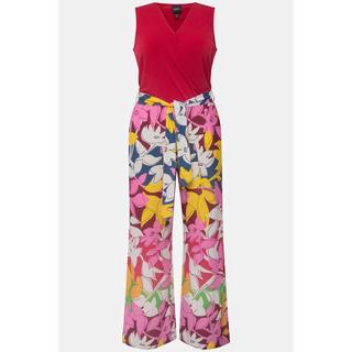 Ulla Popken Jersey Overall Weites Bein Gürtel V-Ausschnitt Ärmellos  