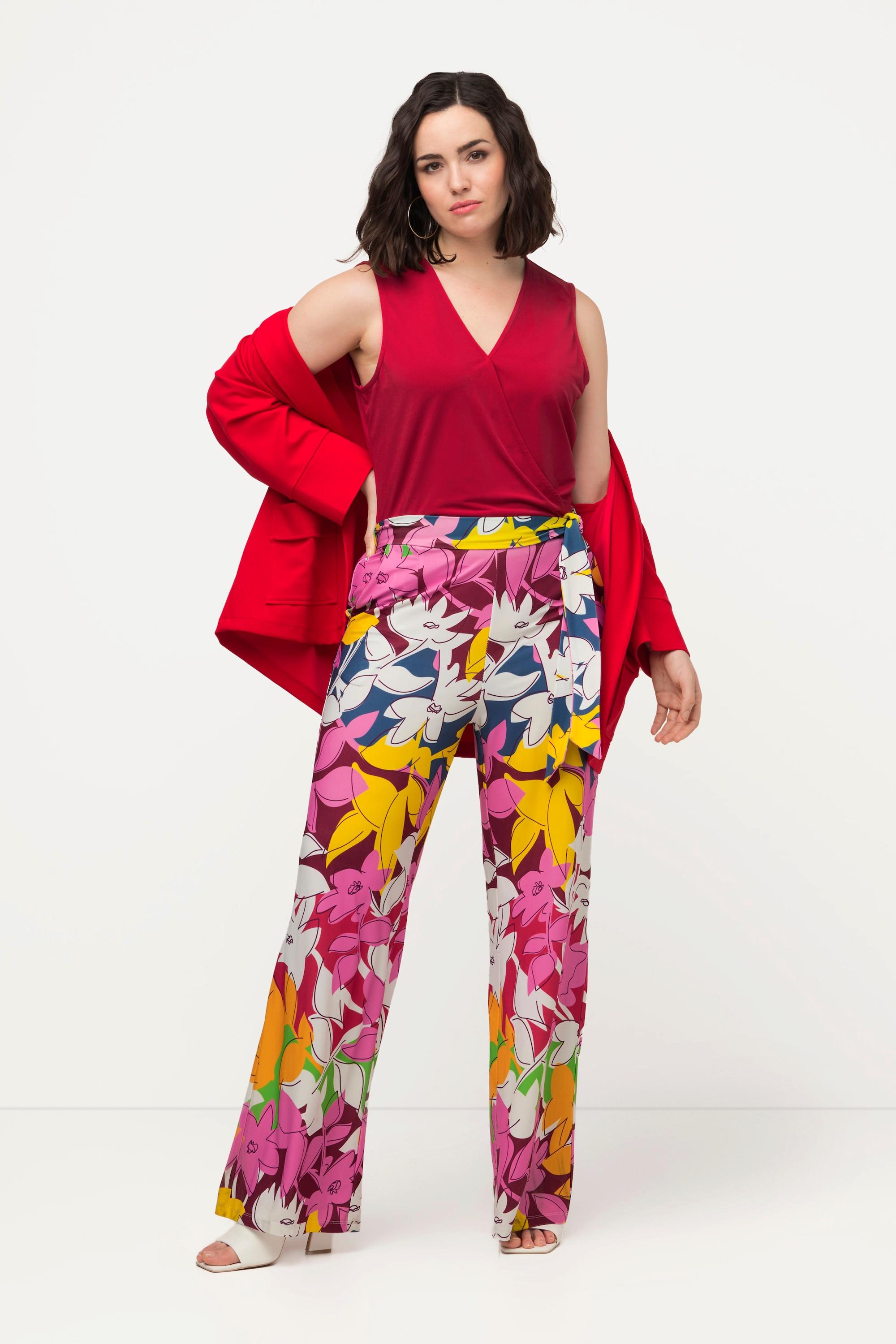 Ulla Popken Jersey Overall Weites Bein Gürtel V-Ausschnitt Ärmellos  