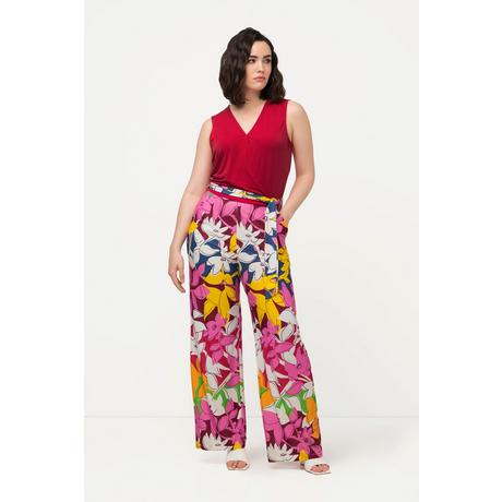 Ulla Popken Jersey Overall Weites Bein Gürtel V-Ausschnitt Ärmellos  