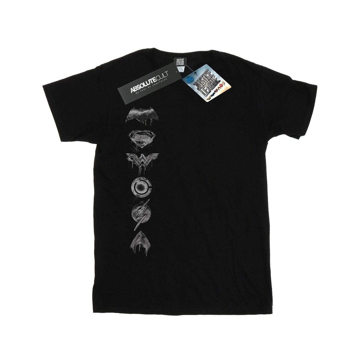 Image of Justice League Movie Sprayed Emblems Tshirt Damen Schwarz S