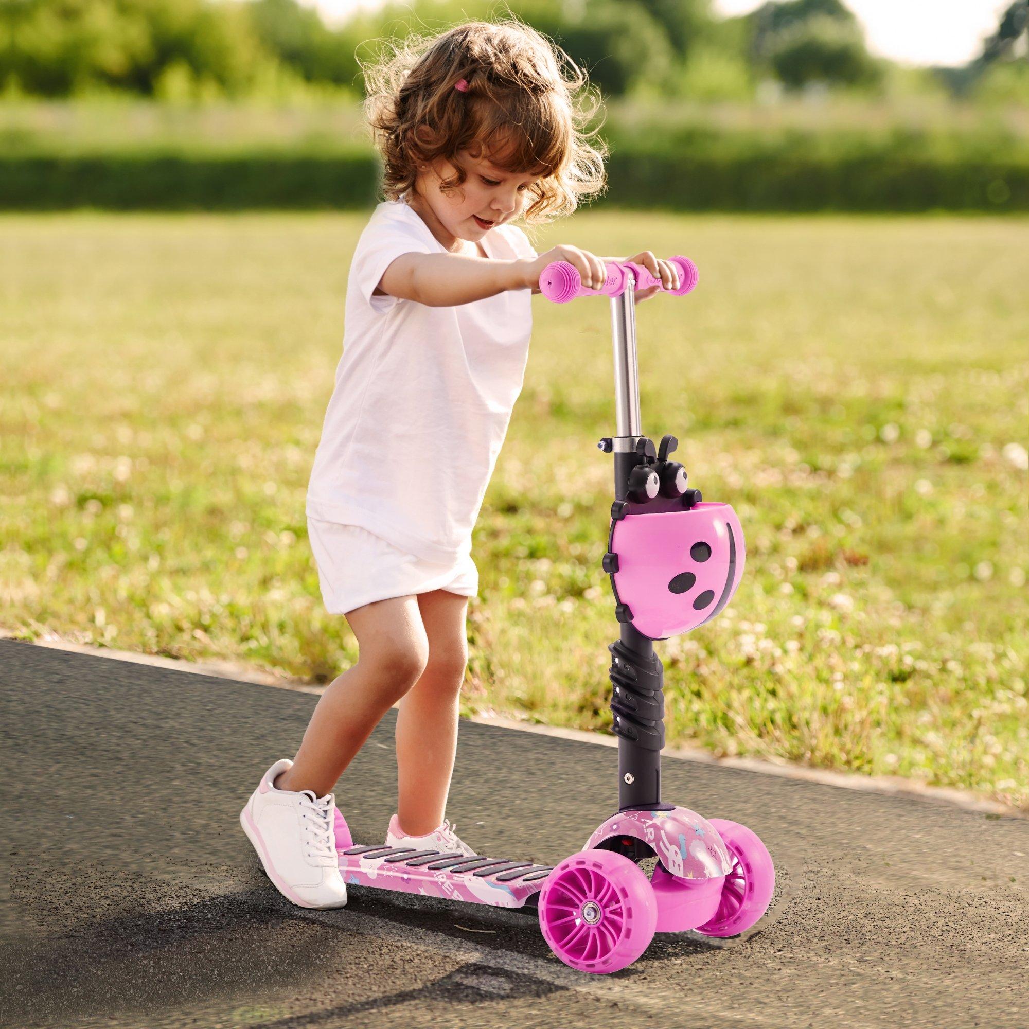 Arebos  Tretroller Kickscooter Cityroller Kinderroller | LED-Räder | Schiebehilfe 