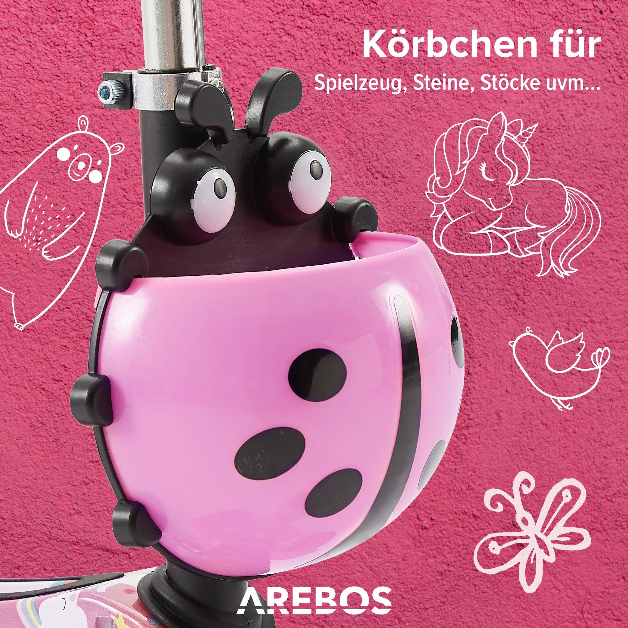 Arebos  Tretroller Kickscooter Cityroller Kinderroller | LED-Räder | Schiebehilfe 