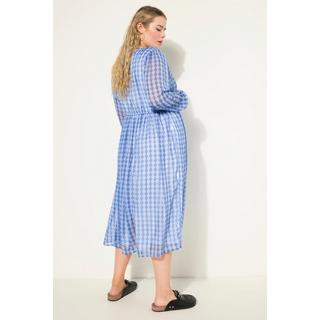 Studio Untold Robe Midi Coupe Trapèze Micro-Imprimé Décolleté en V Manches Longues  