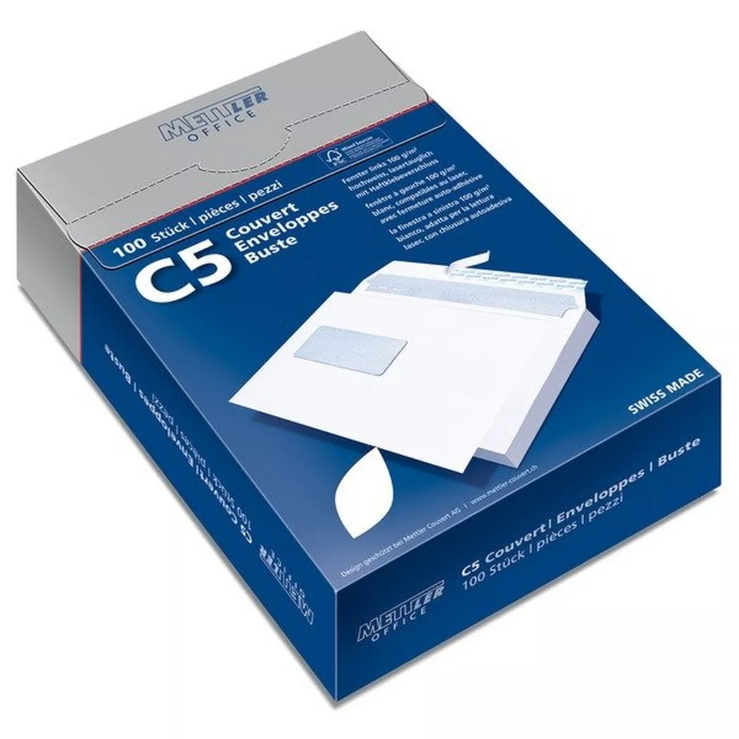 METTLER -  Couvert Fenster links C5 8065-100S100 100g,hochweiss,Kleber 100 Stk.