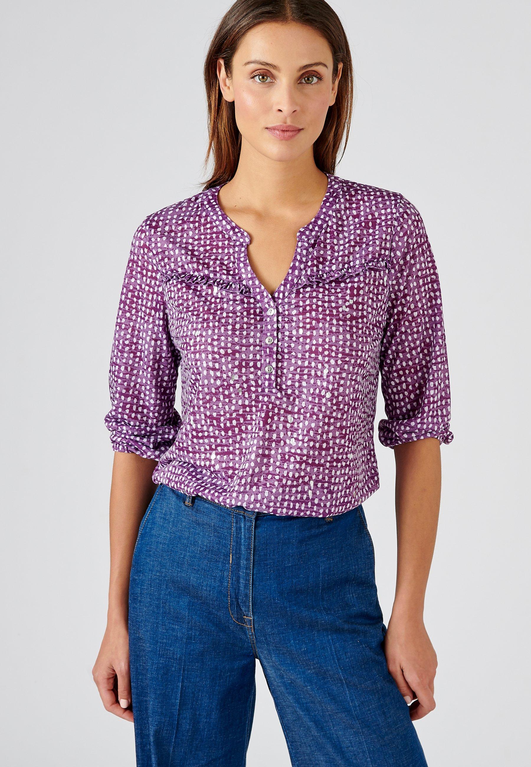 Image of Weite Printbluse. Damen Violett 50/52