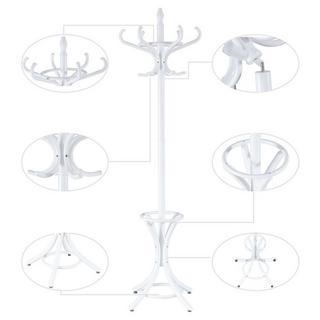 Northix Garderobenständer Kleiderständer Jackenständer mit Schirmständer 12 Kleiderhaken-weiß  