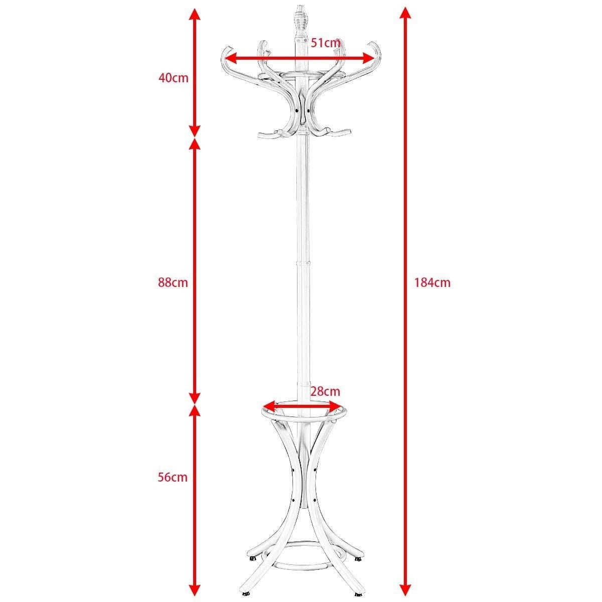 Northix Garderobenständer Kleiderständer Jackenständer mit Schirmständer 12 Kleiderhaken-weiß  