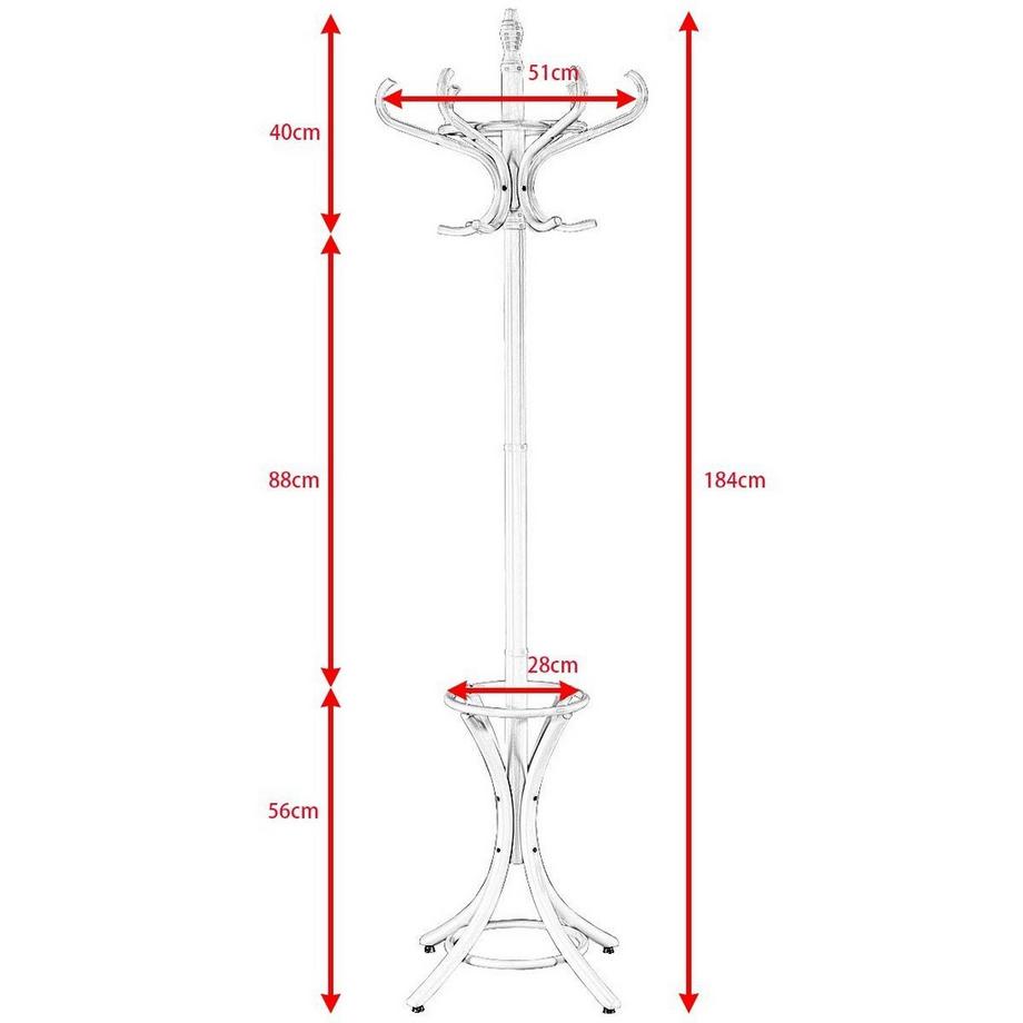 Northix Porte-manteau porte-manteau porte-veste avec porte-parapluie 12 patères-blanc  