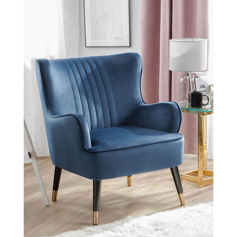 Beliani Fauteuil à oreilles en Velours Glamour VARBERG  