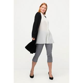 Ulla Popken  Pantaloni a 7/8 con pied-de-poule, taglio della gamba aderente e cintura elastica 