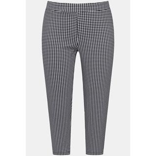 Ulla Popken  Pantaloni a 7/8 con pied-de-poule, taglio della gamba aderente e cintura elastica 