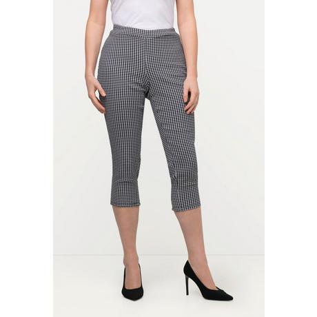 Ulla Popken  Pantaloni a 7/8 con pied-de-poule, taglio della gamba aderente e cintura elastica 