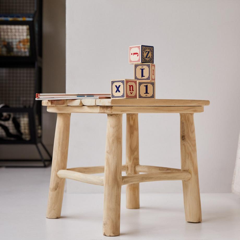 Tikamoon Comodino per bambini in teak massello Kilim  