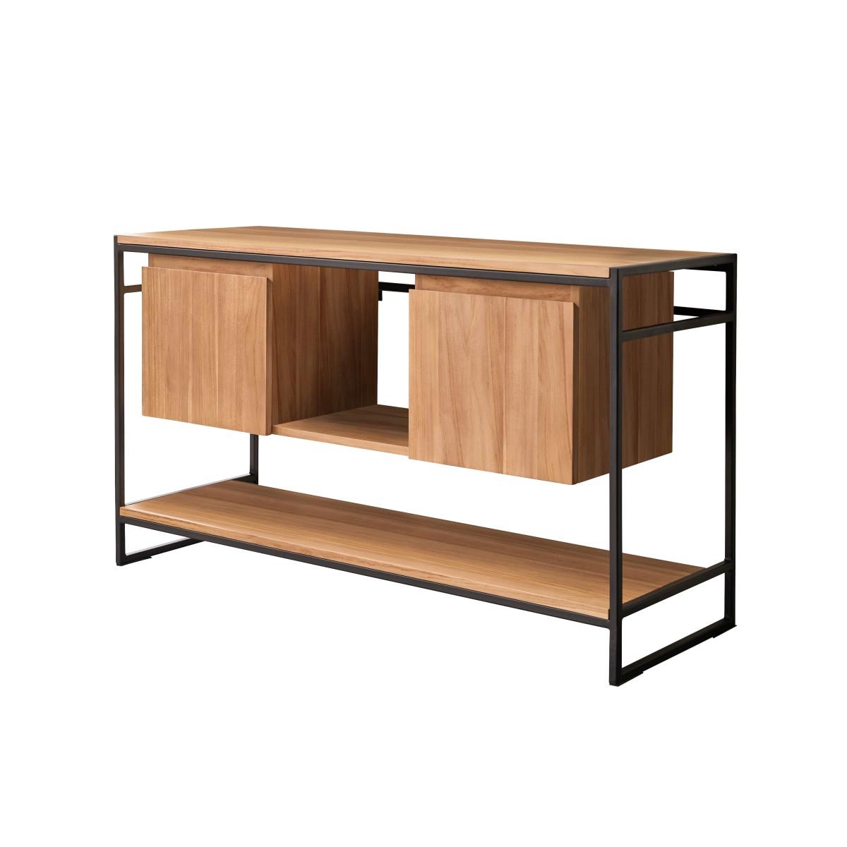 Image of Waschtischunterschrank aus massivem Teakholz und Metall 140 cm Michal Waschtischunterschrank aus massivem Teakholz und Metall 140 cm Michal