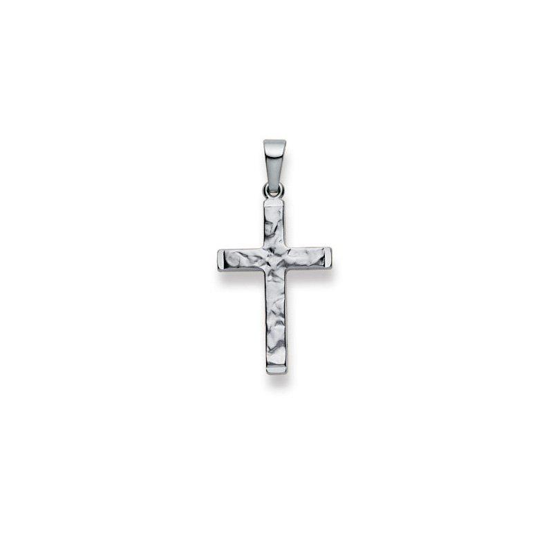 MUAU Schmuck  Pendentif croix en or blanc 750, 29x14mm 