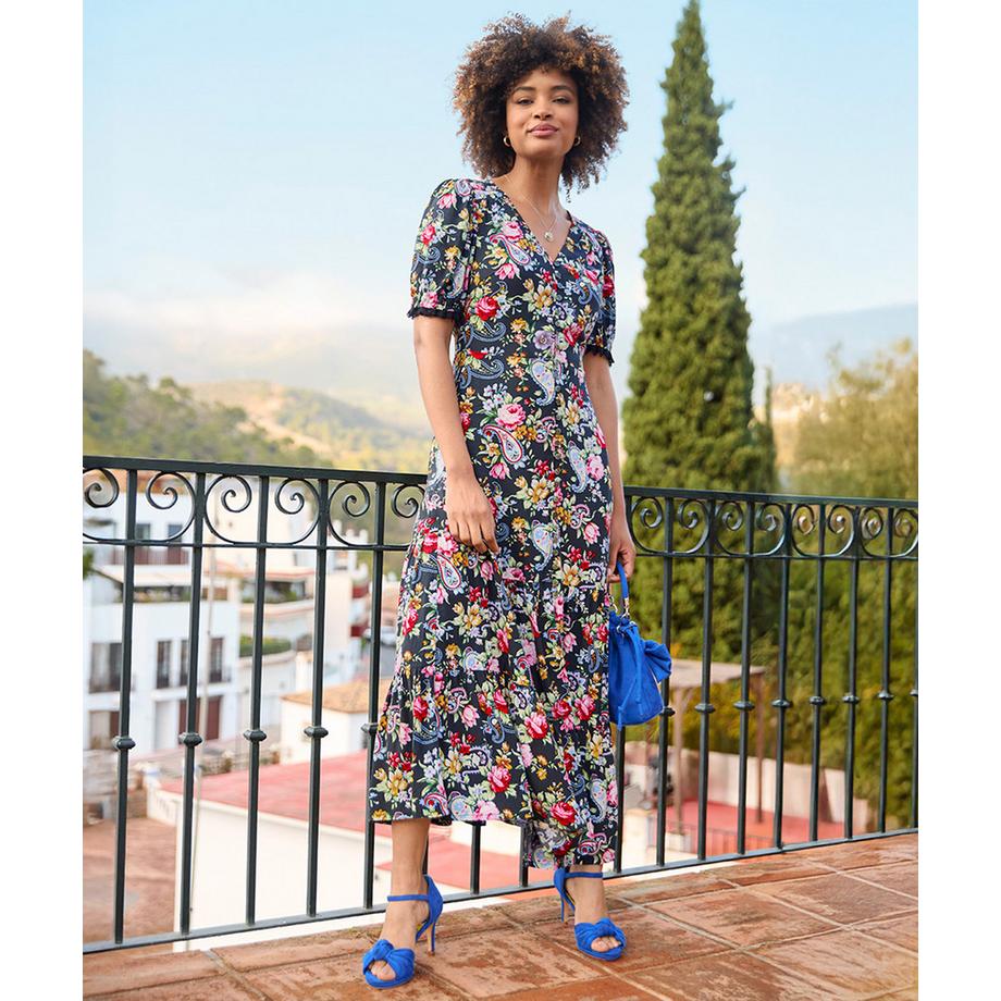 Joe Browns Florales Maxikleid mit Spitzenbesatz  