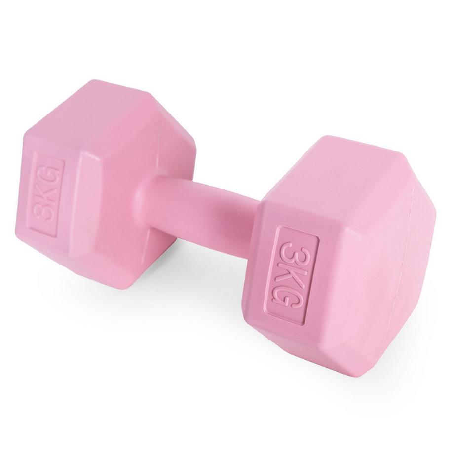 B2X  Jeu d'haltères hexagonaux 2x3 kg, poids d'exercice, charge de fitness, rose, ModernHome 