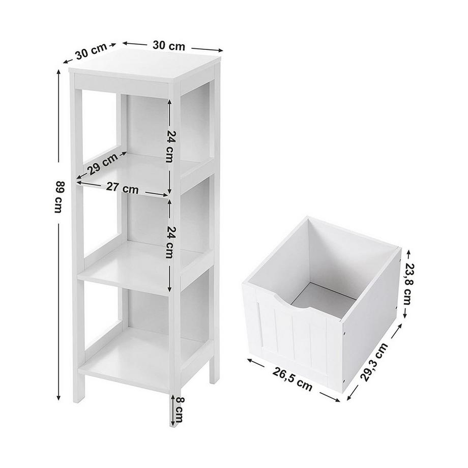 Calicosy  Regal mit 2 Schubladen 30 x 89 cm 