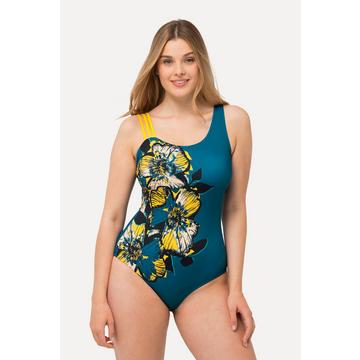 Maillot de bain, fleurs, bonnets souples, bretelle divisée en trois