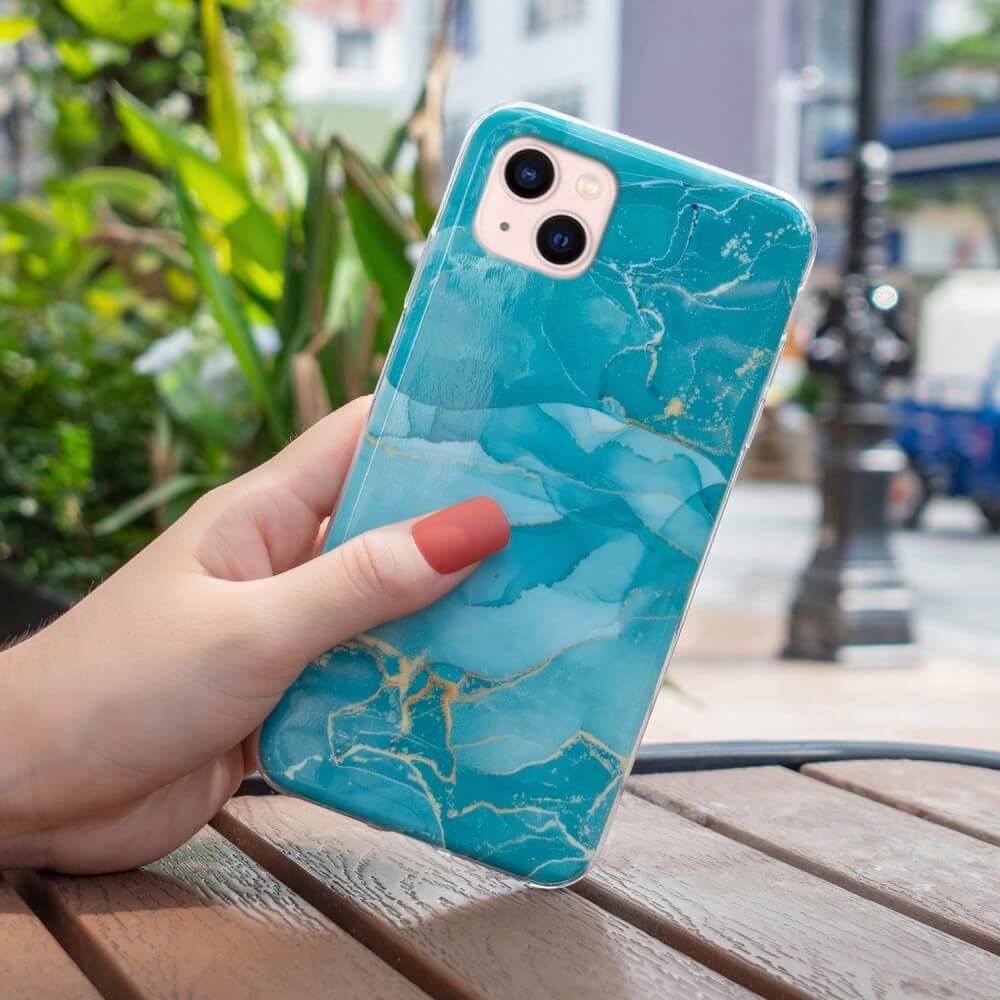 Cover-Discount  iPhone 15 Plus - Silikon Gummi Case Marble 