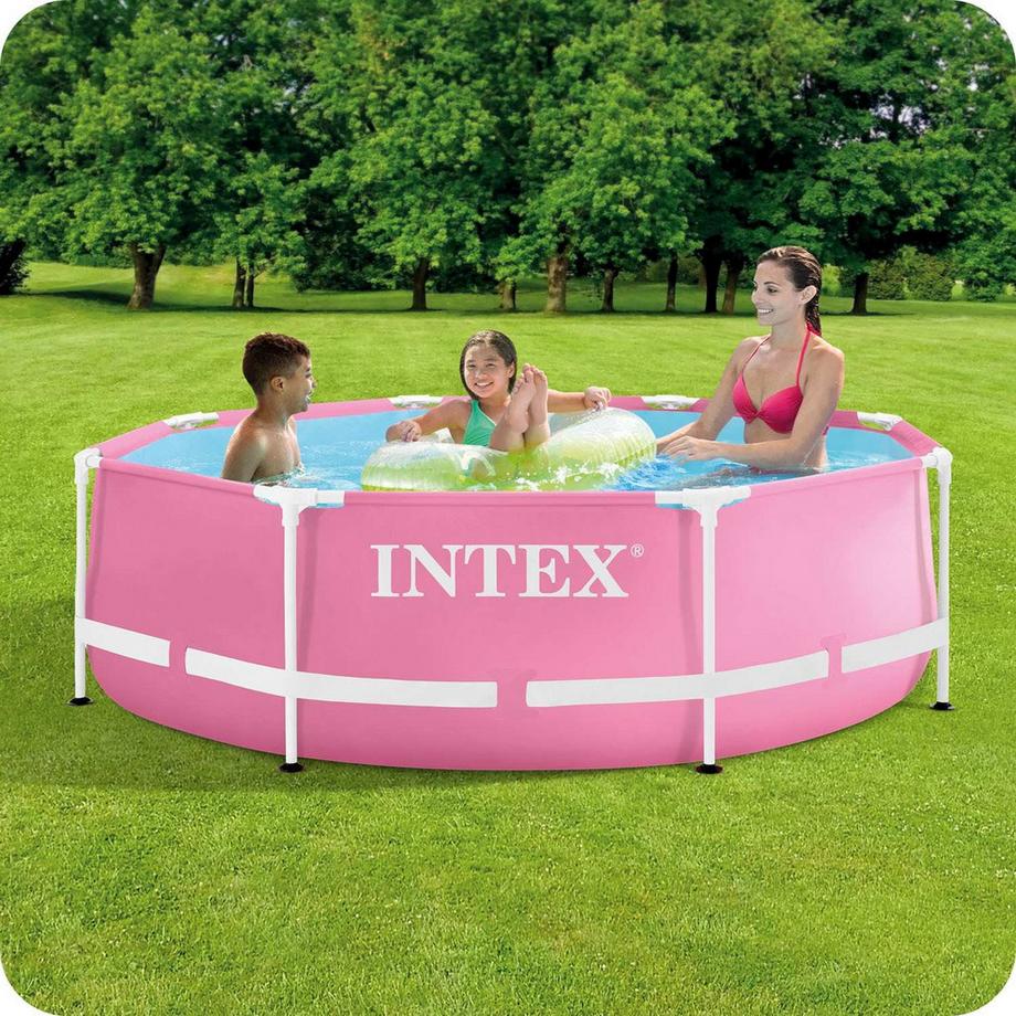 Intex  Piscina con cornice rotonda per bambini 244x76 cm rosa INTEX 28290 
