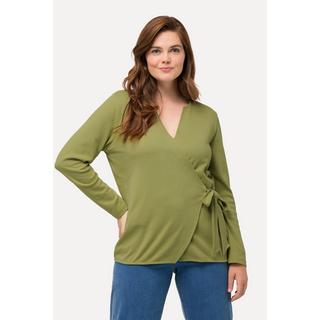 Ulla Popken  Veste en jersey, style cache-cœur, col tunisien, coton bio 