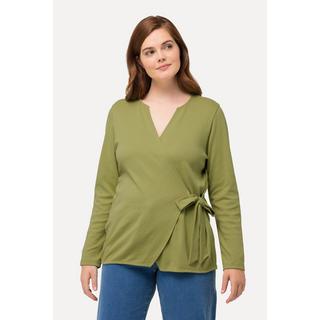 Ulla Popken  Veste en jersey, style cache-cœur, col tunisien, coton bio 