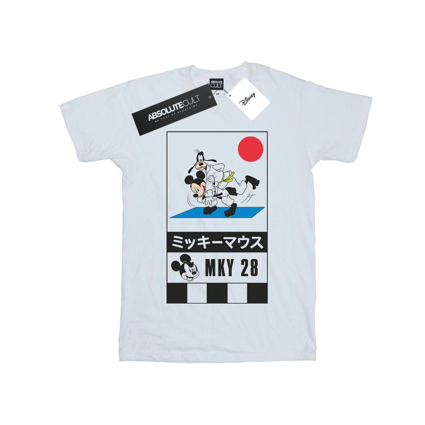 Image of Mickey And Goofy Karate Tshirt Unisex Weiss 152-158