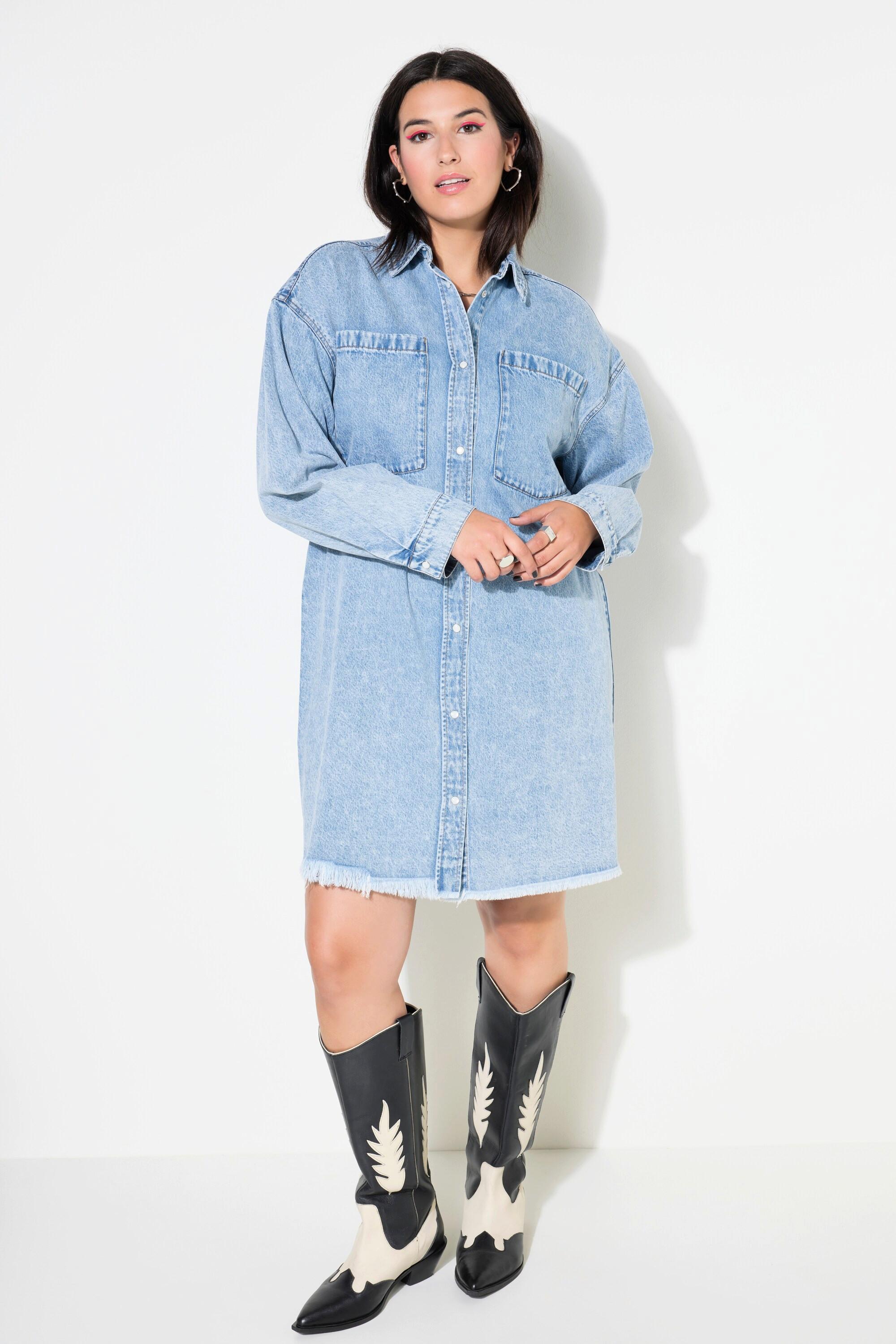 Studio Untold  Robe en jean oversize, ourlet effiloché 