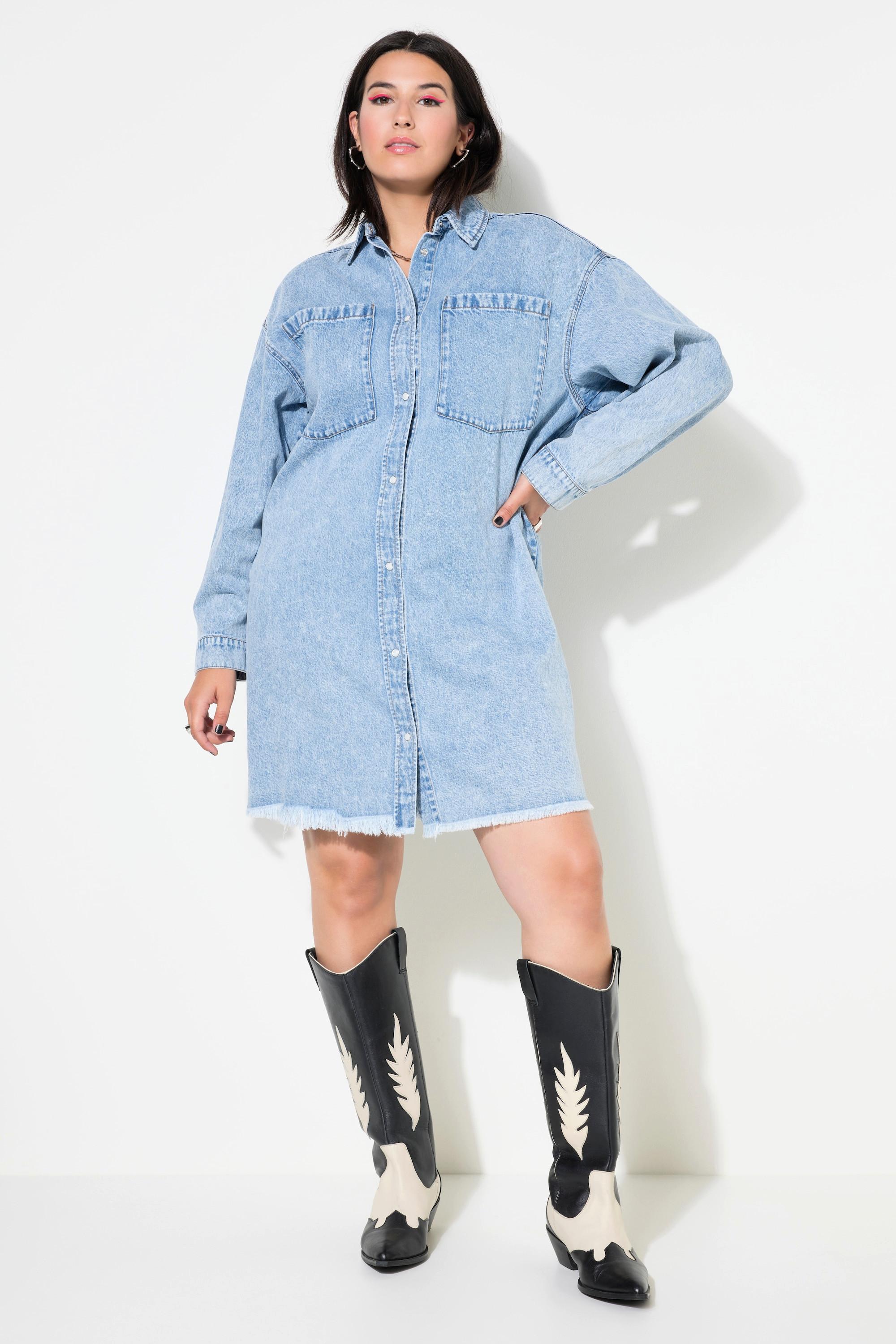 Studio Untold  Robe en jean oversize, ourlet effiloché 