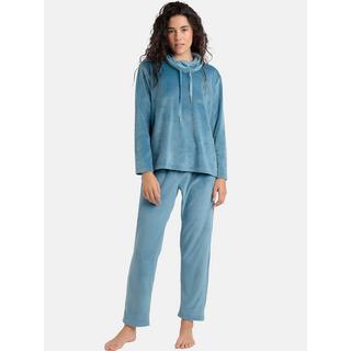 Admas Luxury Samt Pyjama Set Stehkragen Sweatshirt und Hose  