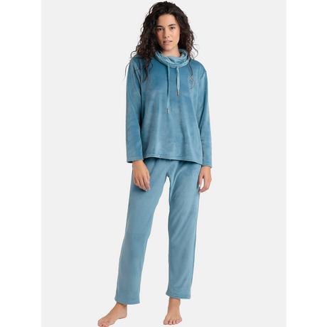 Admas Luxury Samt Pyjama Set Stehkragen Sweatshirt und Hose  