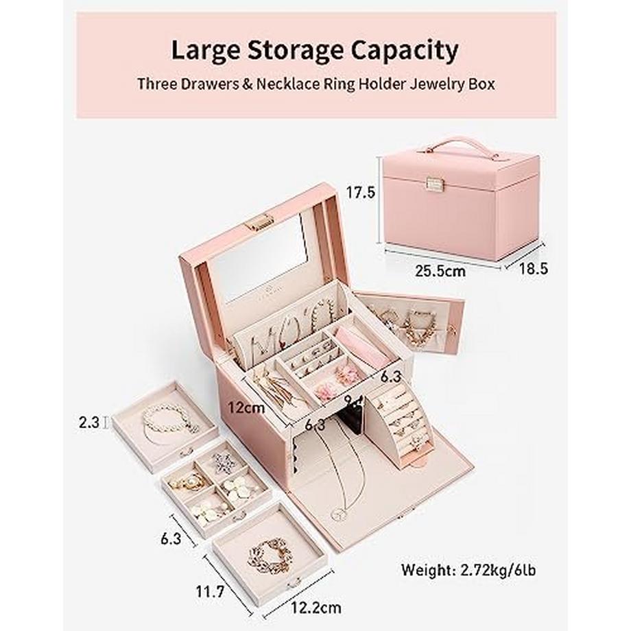 Only-bags.store  Schmuckkasten Groß mit 4 Ebenen 