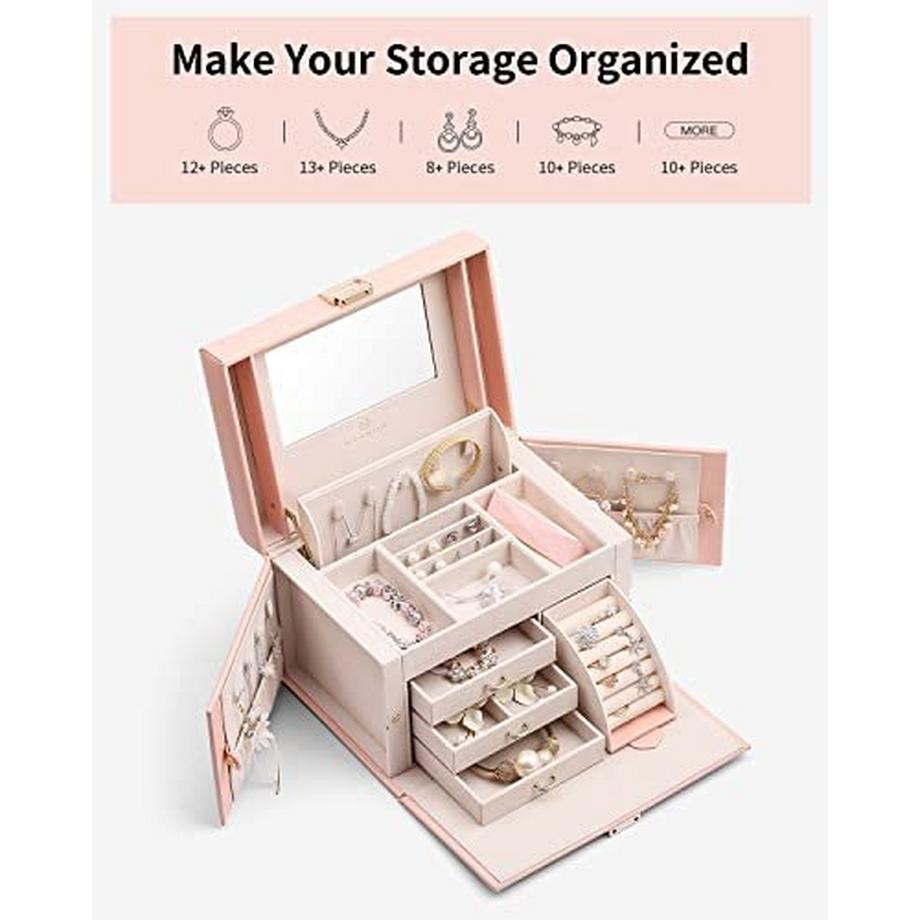 Only-bags.store  Schmuckkasten Groß mit 4 Ebenen 