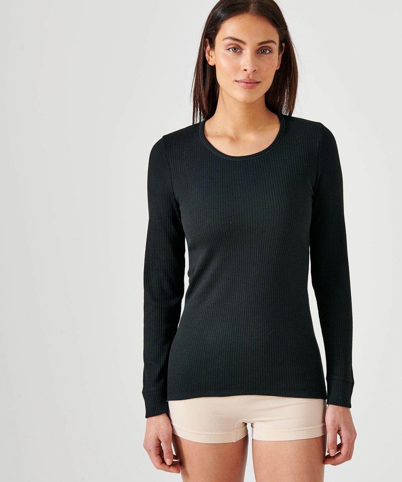 Image of Langärmeliges Shirt Mit Rundhalsausschnitt Aus Thermolactyl, Wärmegrad Intense 4. Damen Schwarz 46/48