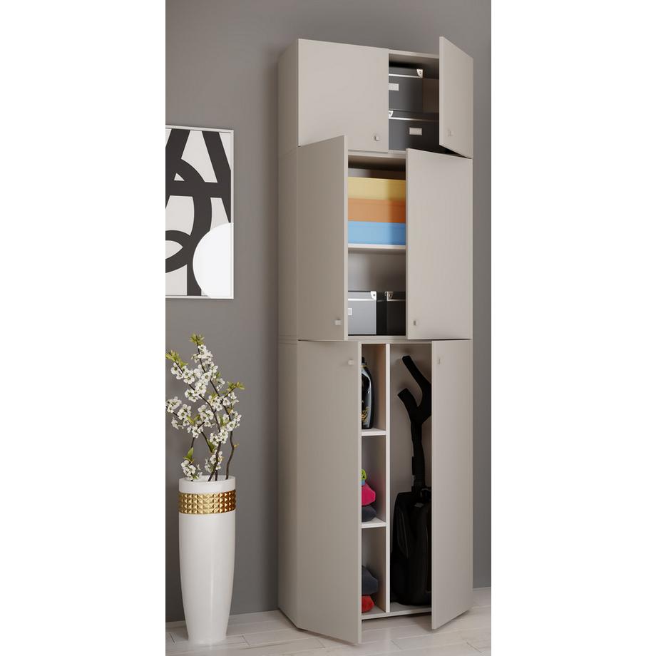 VCM Armoire à balais en bois Armoire à aspirateur Armoire de ménage Portes battantes Lona A  
