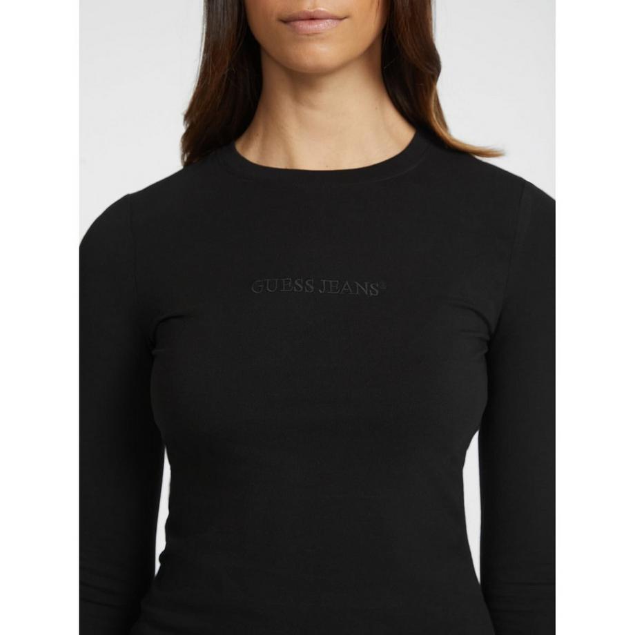 GUESS T-Shirt Maniche Lunghe Slim Fit con Logo Ricamato  