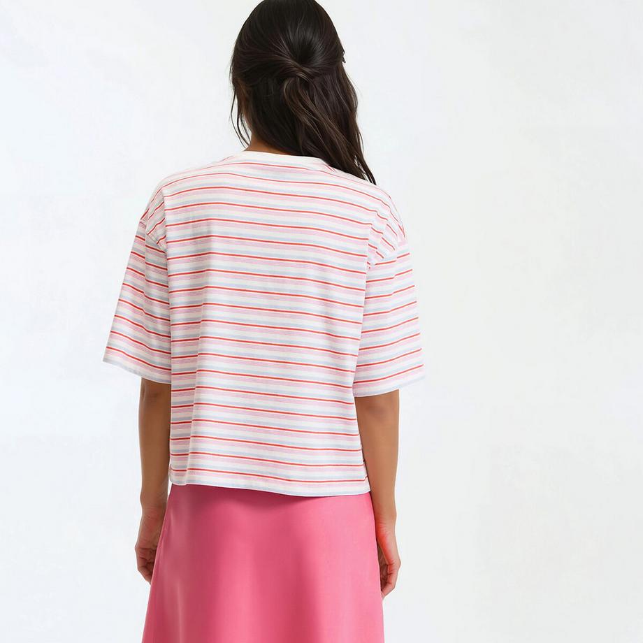 La Redoute Collections Gestreiftes Kurzarm Rundhals T-Shirt  